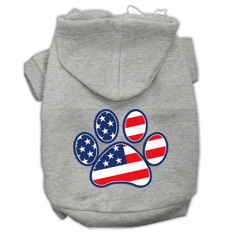 Patriotic Paw Screen Print Pet Hoodies Grey XS