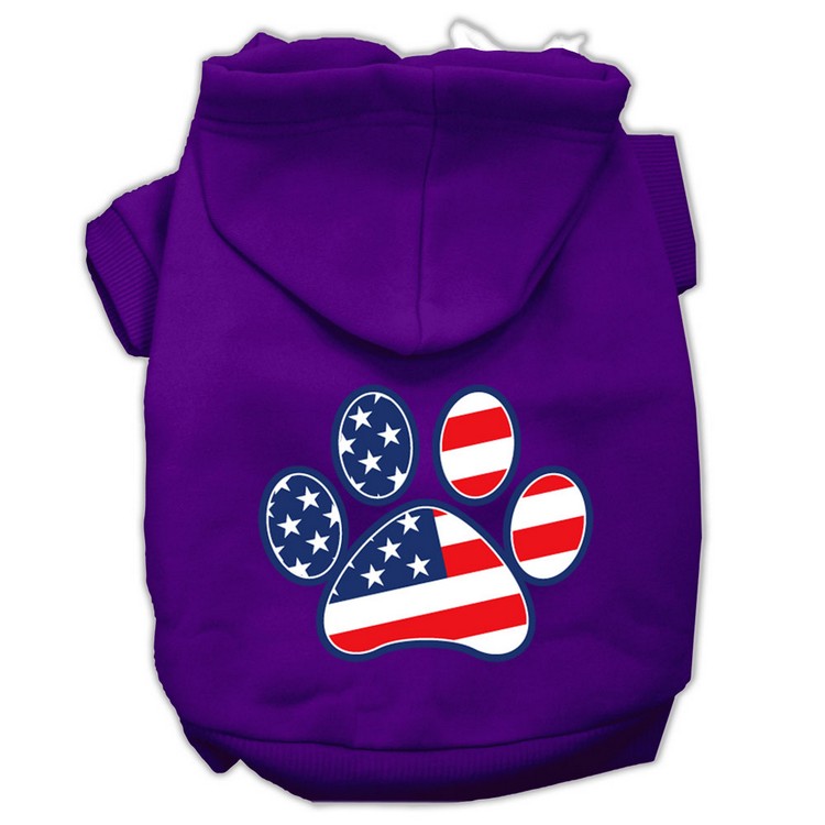 Patriotic Paw Screen Print Pet Hoodies Purple XXL