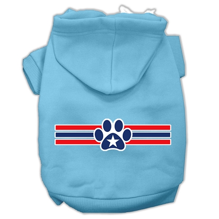 Patriotic Star Paw Screen Print Pet Hoodies Baby Blue XL