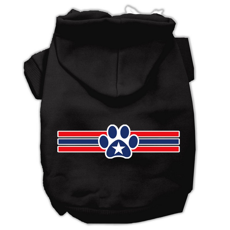 Patriotic Star Paw Screen Print Pet Hoodies Black Size XS