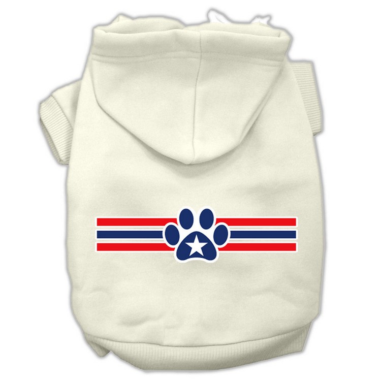 Patriotic Star Paw Screen Print Pet Hoodies Cream Size XS