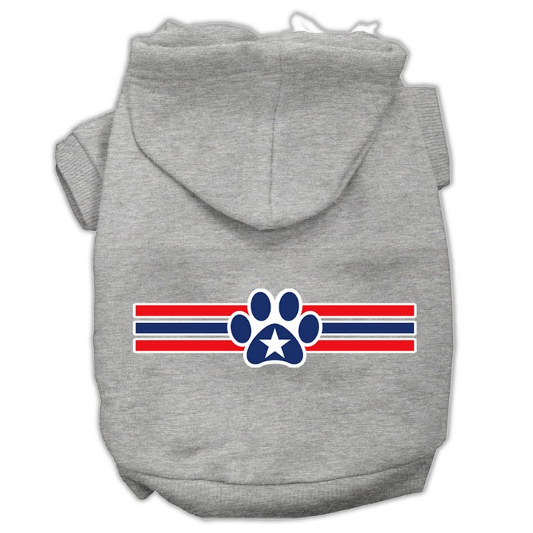 Patriotic Star Paw Screen Print Pet Hoodies Grey XXXL