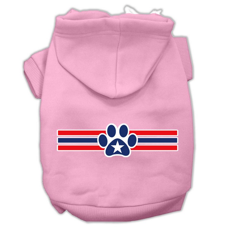 Patriotic Star Paw Screen Print Pet Hoodies Light Pink Size XS