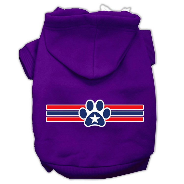 Patriotic Star Paw Screen Print Pet Hoodies Purple Size XS