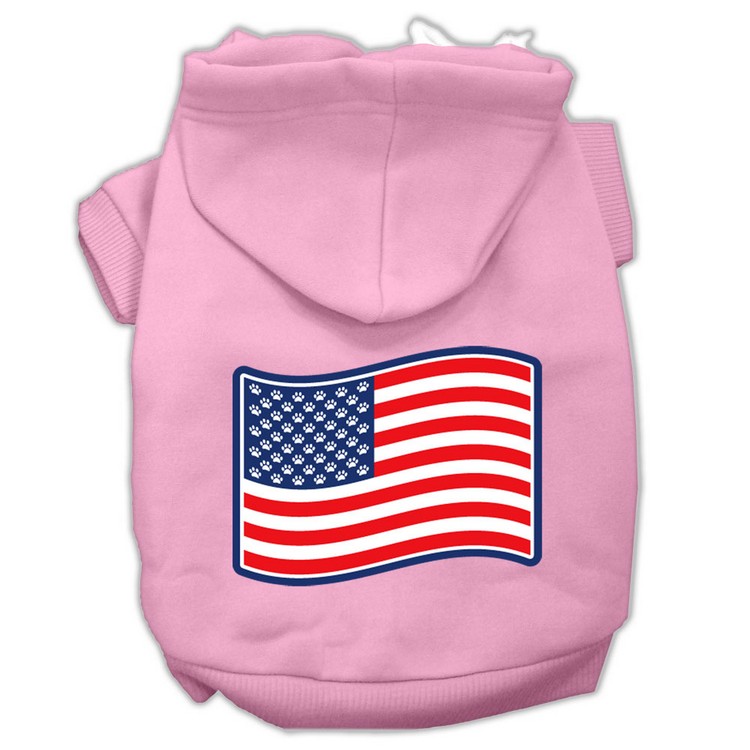 Paws and Stripes Screen Print Pet Hoodies Light Pink Size XS