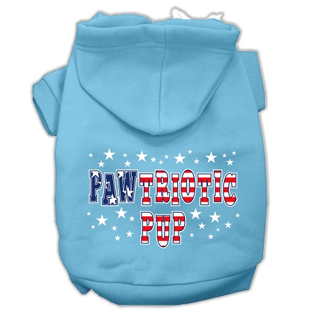 Pawtriotic Pup Screen Print Pet Hoodies Baby Blue XS