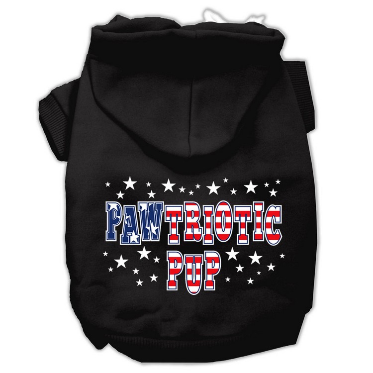 Pawtriotic Pup Screen Print Pet Hoodies Black Size Lg