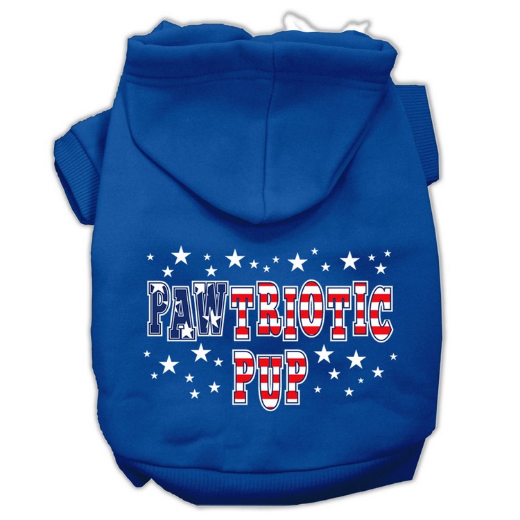 Pawtriotic Pup Screen Print Pet Hoodies Blue Size XS