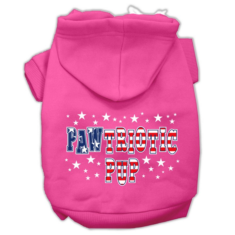 Pawtriotic Pup Screen Print Pet Hoodies Bright Pink Size L