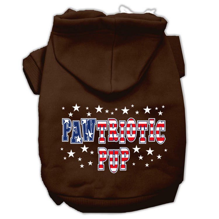 Pawtriotic Pup Screen Print Pet Hoodies Brown Size Sm