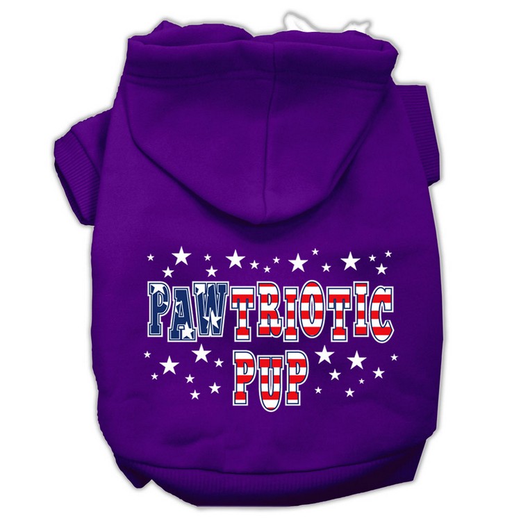 Pawtriotic Pup Screen Print Pet Hoodies Purple Size XS