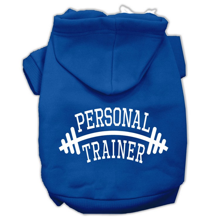 Personal Trainer Screen Print Pet Hoodies Blue Size Sm