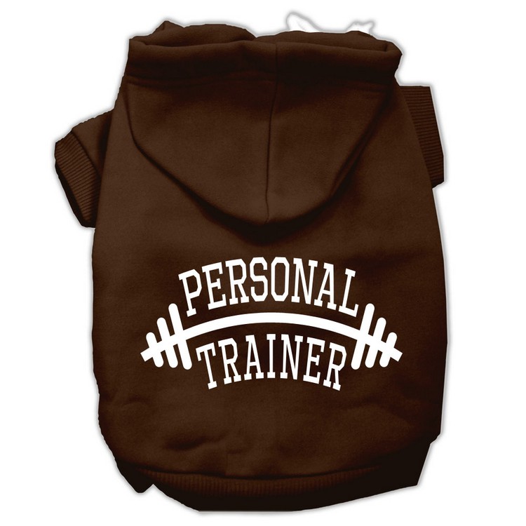 Personal Trainer Screen Print Pet Hoodies Brown Size XS