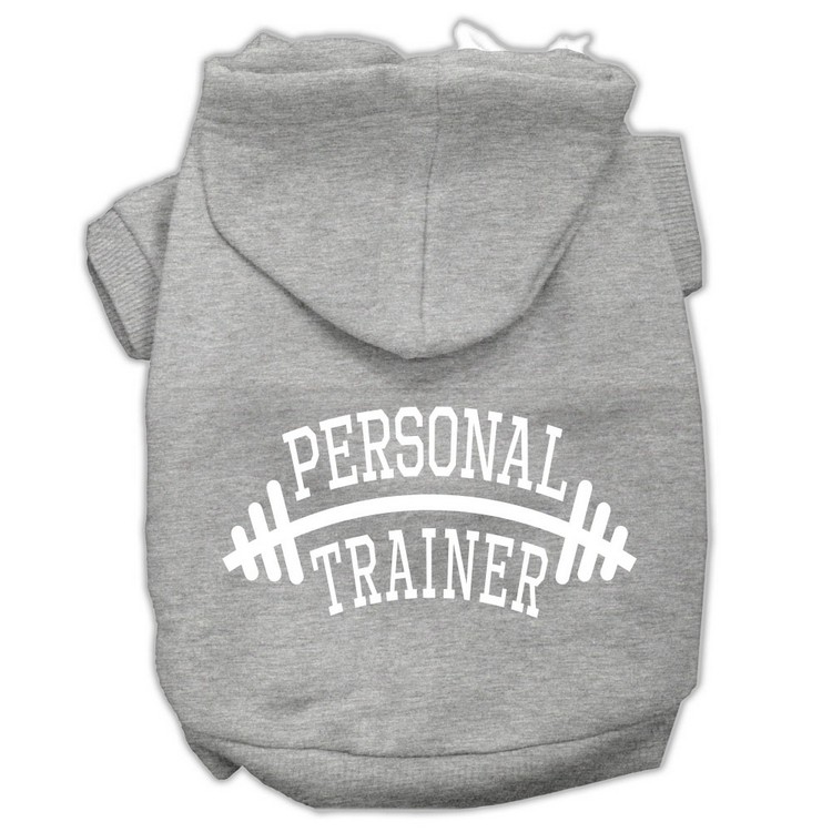 Personal Trainer Screen Print Pet Hoodies Grey Size XS