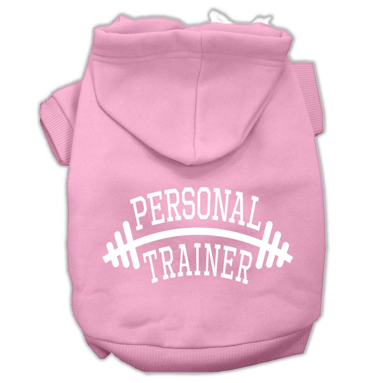 Personal Trainer Screen Print Pet Hoodies Light Pink Size Med