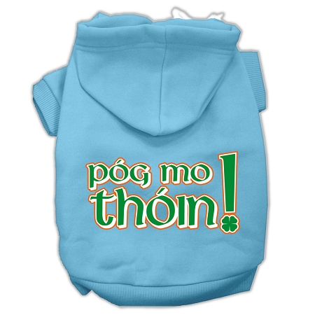 Pog Mo Thoin Screen Print Pet Hoodies Baby Blue Size XS