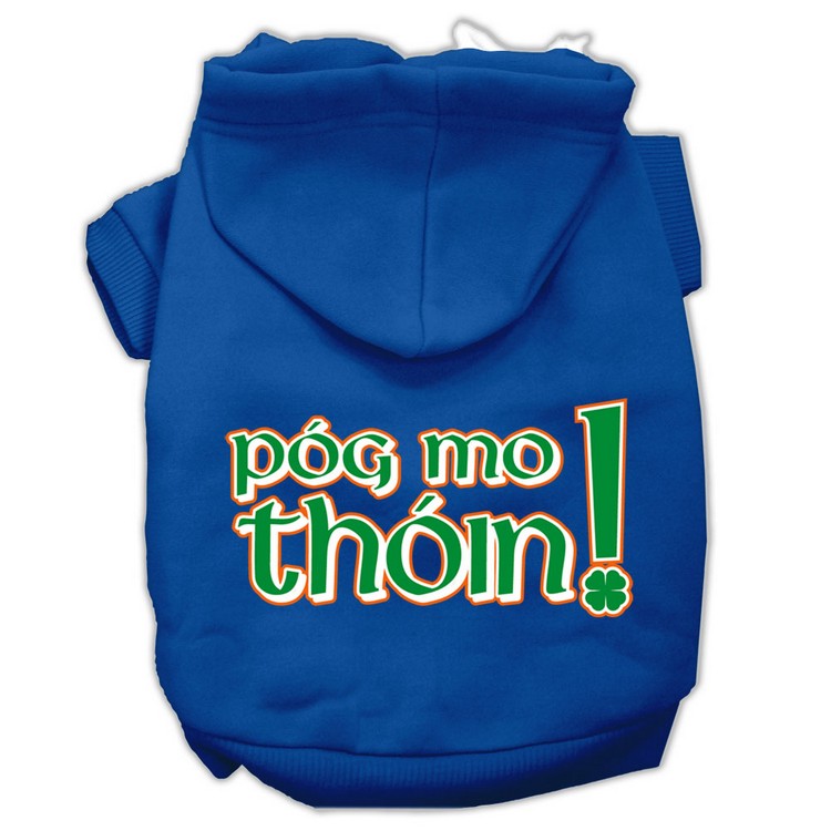 Pog Mo Thoin Screen Print Pet Hoodies Blue Size XS