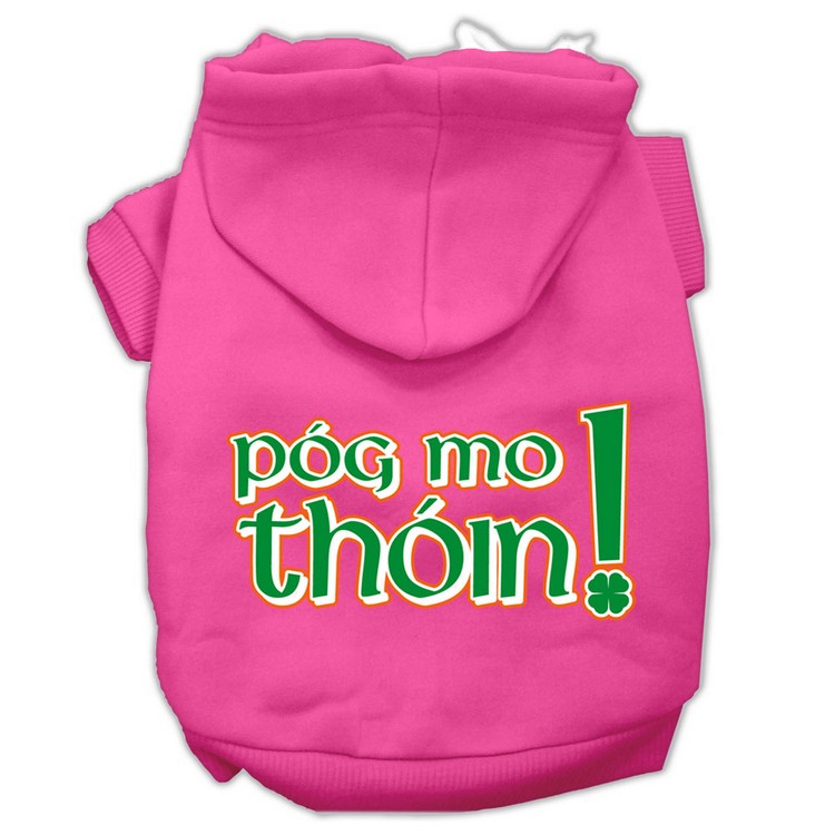 Pog Mo Thoin Screen Print Pet Hoodies Bright Pink Size Lg