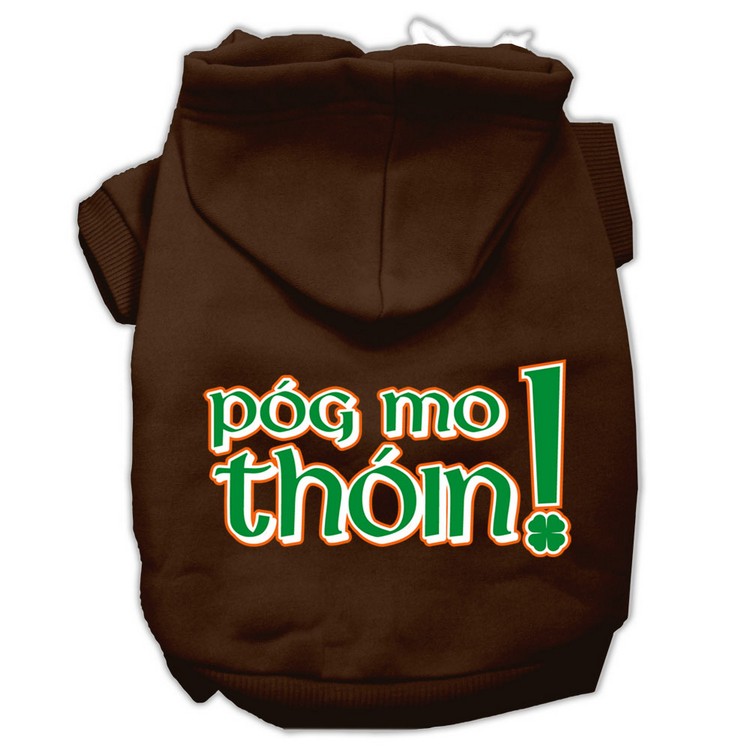 Pog Mo Thoin Screen Print Pet Hoodies Brown Size Sm