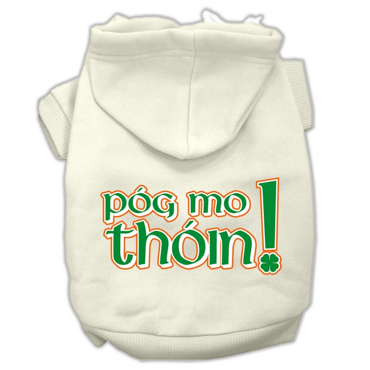 Pog Mo Thoin Screen Print Pet Hoodies Cream Size XS