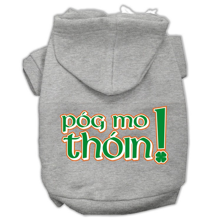 Pog Mo Thoin Screen Print Pet Hoodies Grey Size XS