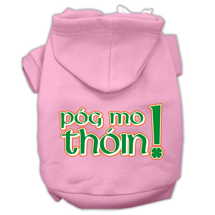 Pog Mo Thoin Screen Print Pet Hoodies Light Pink Size XS