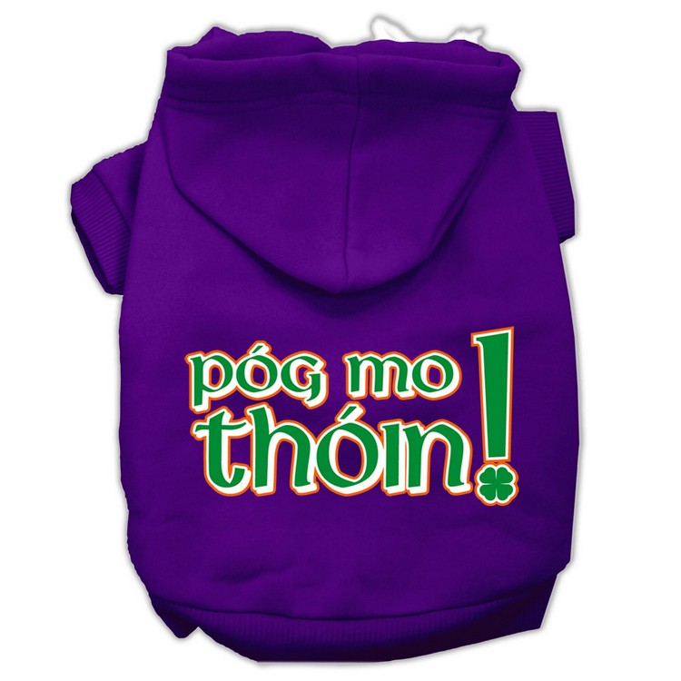 Pog Mo Thoin Screen Print Pet Hoodies Purple Size XS