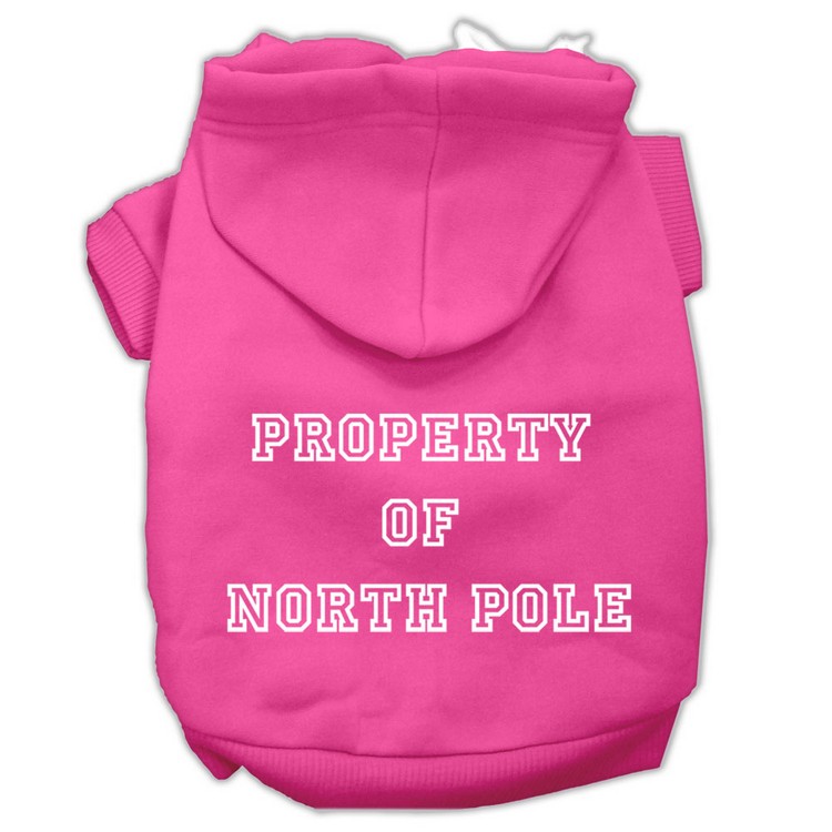 Property of North Pole Screen Print Pet Hoodies Bright Pink Size XS