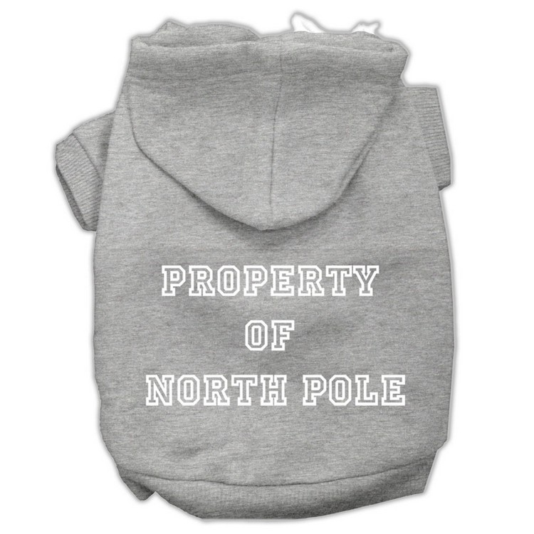 Property of North Pole Screen Print Pet Hoodies Grey Size XXXL