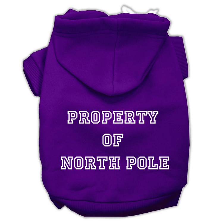 Property of North Pole Screen Print Pet Hoodies Purple Size S