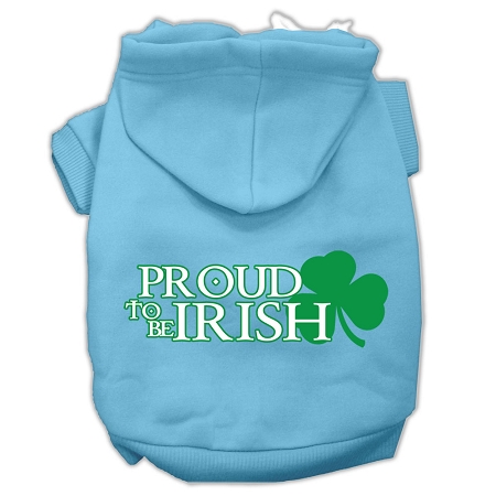 Proud to be Irish Screen Print Pet Hoodies Baby Blue Size XS