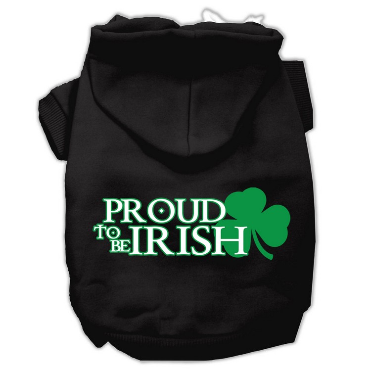 Proud to be Irish Screen Print Pet Hoodies Black Size XS