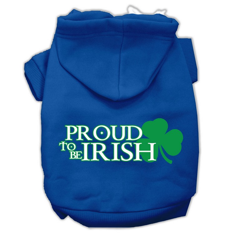 Proud to be Irish Screen Print Pet Hoodies Blue Size XS