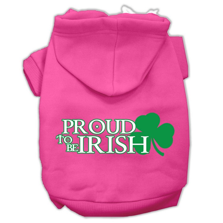 Proud to be Irish Screen Print Pet Hoodies Bright Pink Size Med