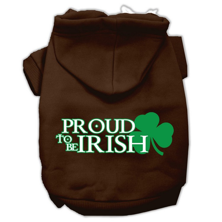 Proud to be Irish Screen Print Pet Hoodies Brown Size XS