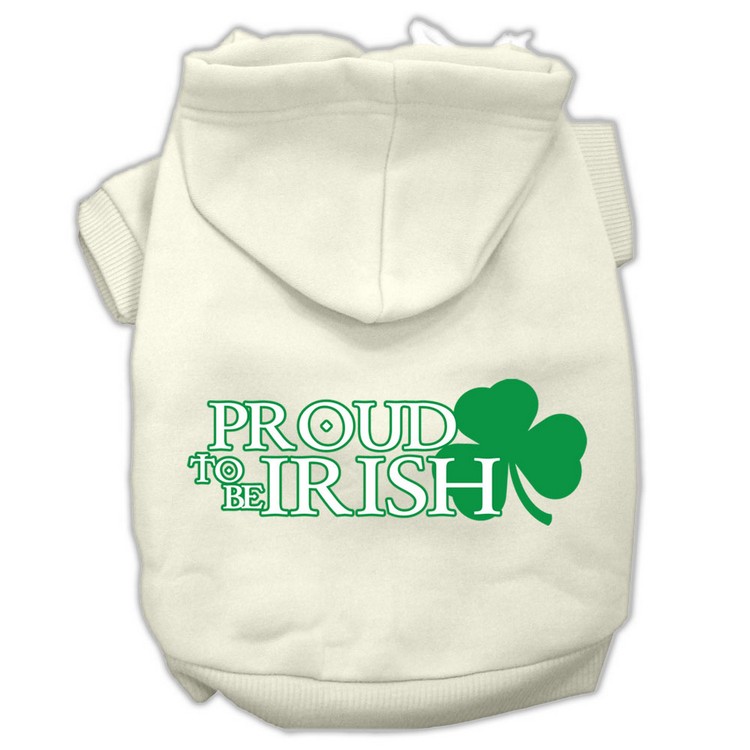 Proud to be Irish Screen Print Pet Hoodies Cream Size XS