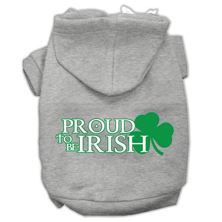 Proud to be Irish Screen Print Pet Hoodies Grey Size Lg