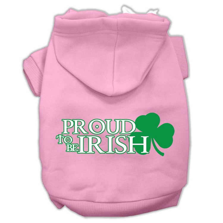 Proud to be Irish Screen Print Pet Hoodies Light Pink Size XS