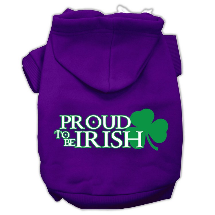 Proud to be Irish Screen Print Pet Hoodies Purple Size XS