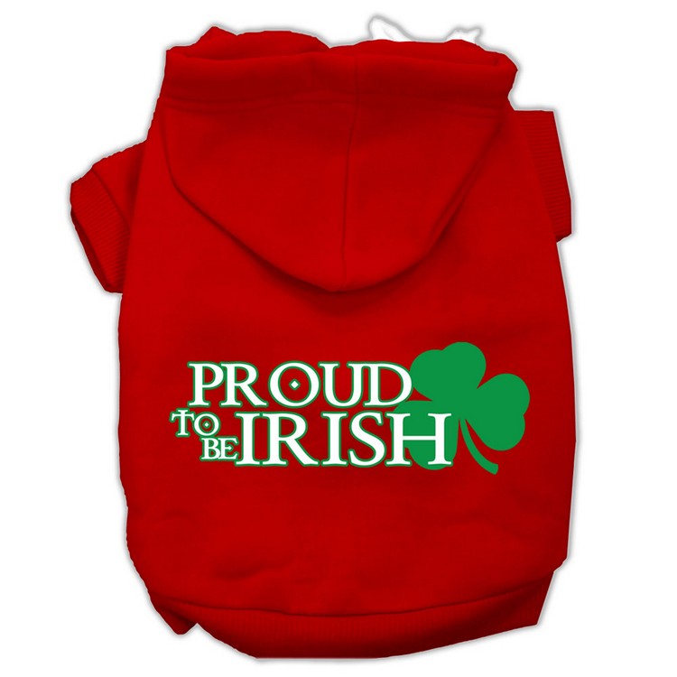 Proud to be Irish Screen Print Pet Hoodies Red Size XS