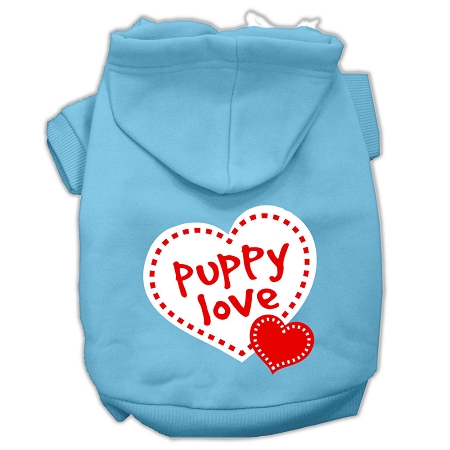 Puppy Love Screen Print Pet Hoodies Baby Blue Size XS