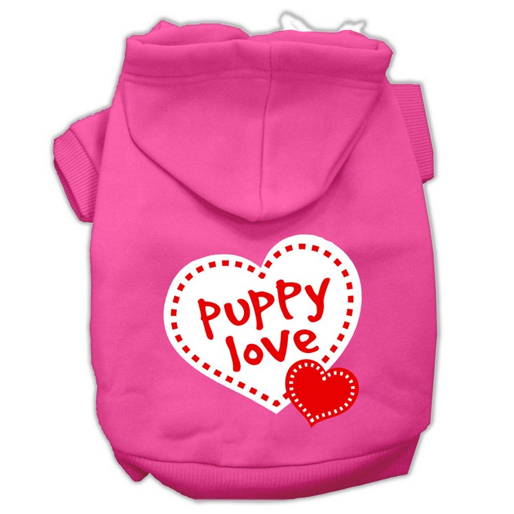 Puppy Love Screen Print Pet Hoodies Bright Pink Size Sm