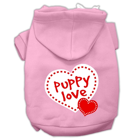 Puppy Love Screen Print Pet Hoodies Light Pink Size XS