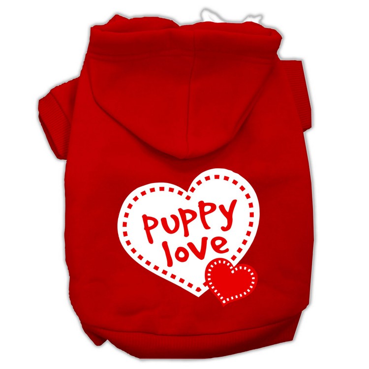 Puppy Love Screen Print Pet Hoodies Red Size XS