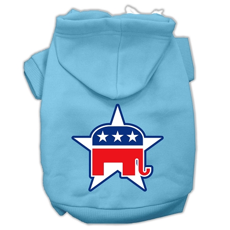 Republican Screen Print Pet Hoodies Baby Blue Size XS