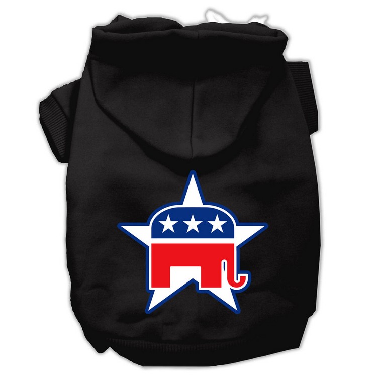 Republican Screen Print Pet Hoodies Black Size Med