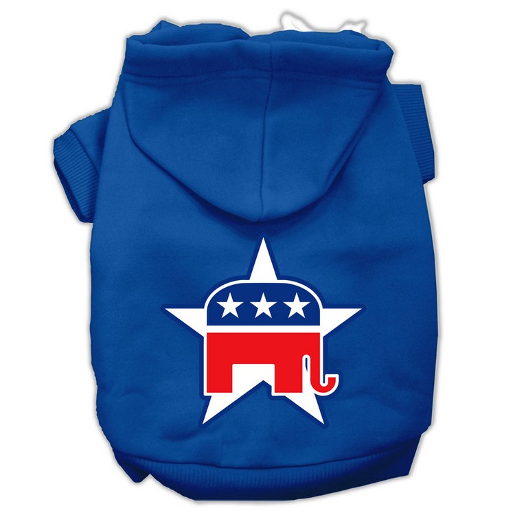 Republican Screen Print Pet Hoodies Blue Size XXXL