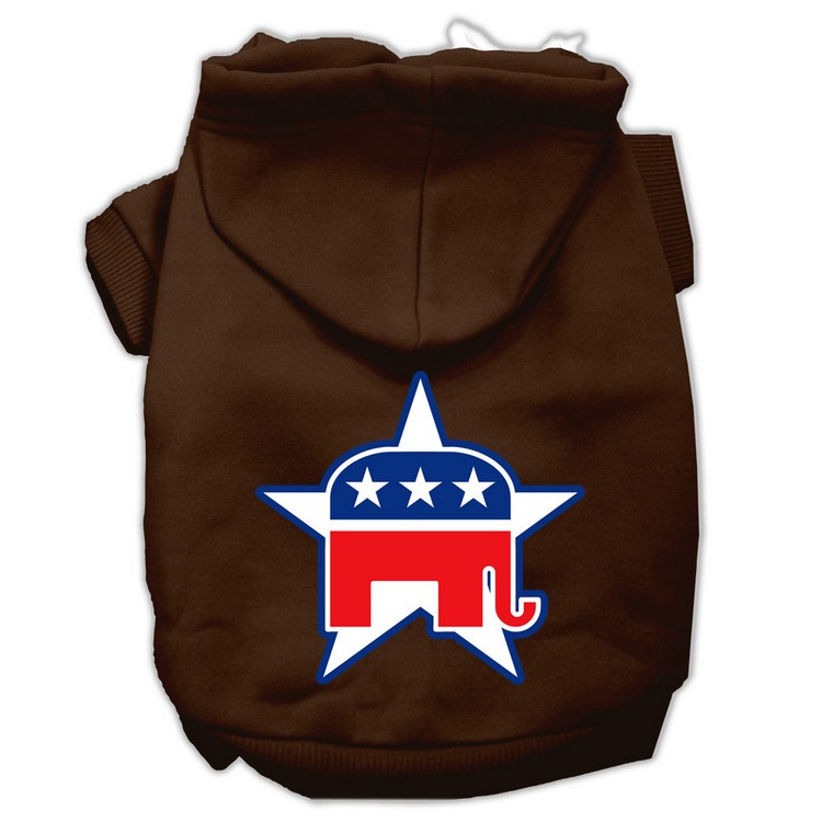 Republican Screen Print Pet Hoodies Brown Size XS