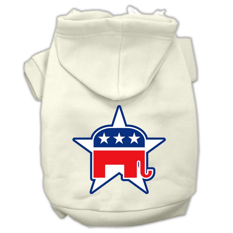 Republican Screen Print Pet Hoodies Cream Size XS