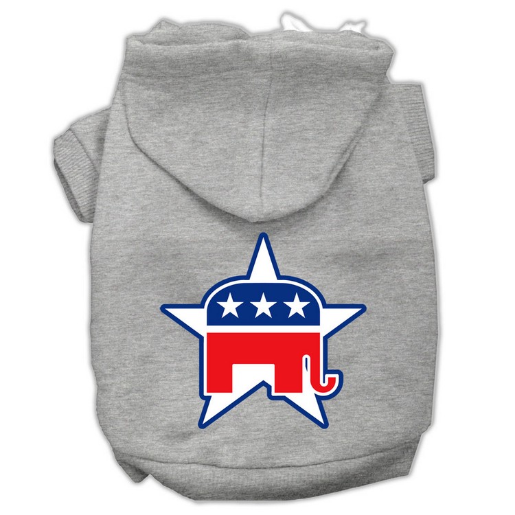 Republican Screen Print Pet Hoodies Grey Size XXXL